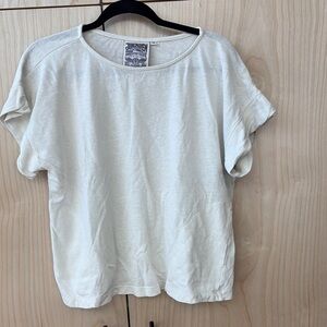 Jungmaven white Taos Cuffed Sleeve Boxy T-Shirt with pockets M